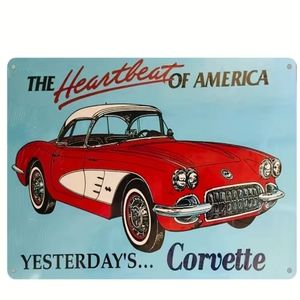 New Heartbeat of America Corvette Metal Sign 8x12